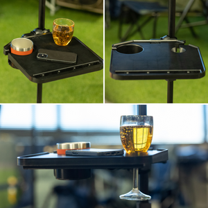 Universal Camp Tray Table & Cup Holder for Rooftop Tents and Camp Chairs