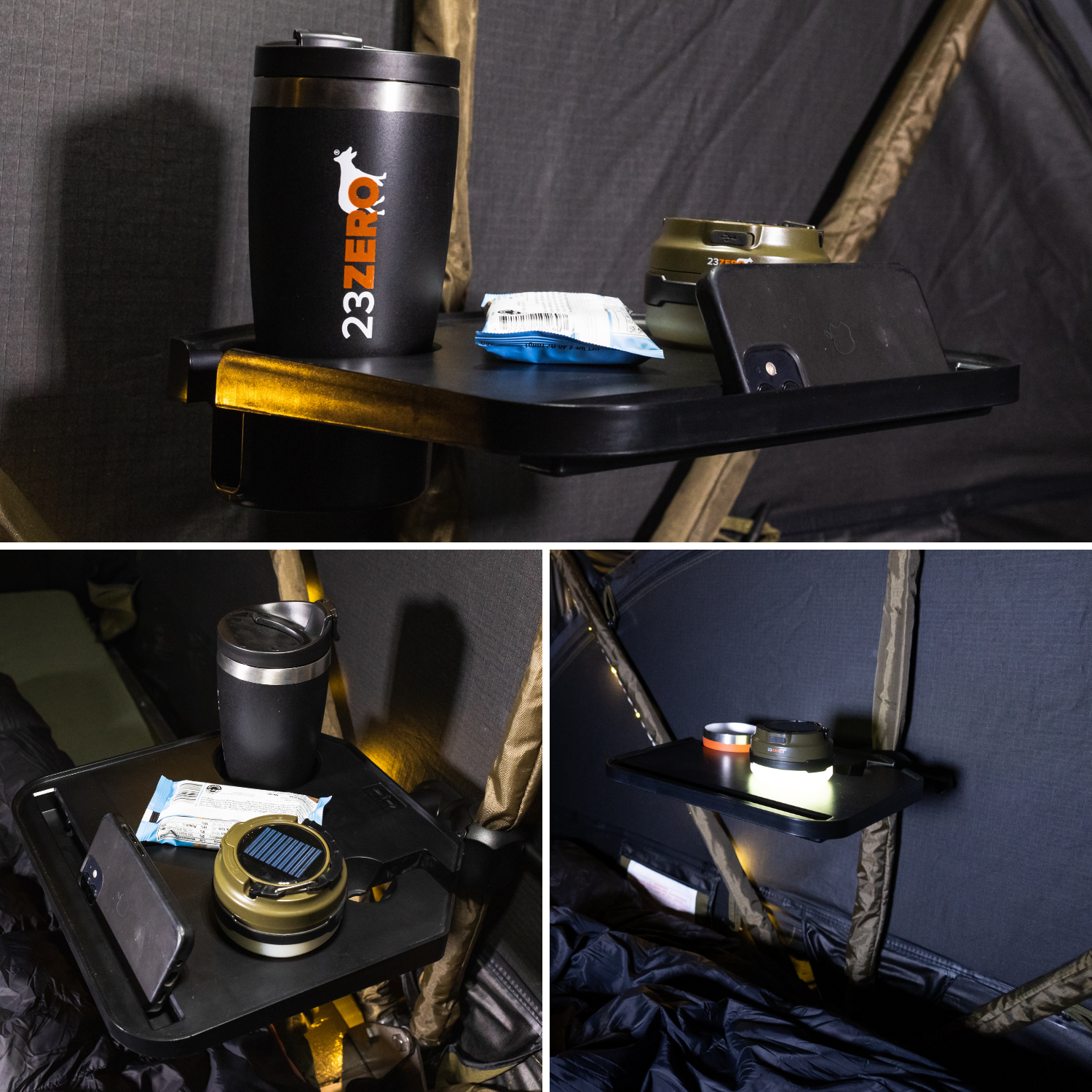 table tent holders Universal Camp Tray Table & Cup Holder for Rooftop Tents and Camp Chai – Overland Addict
