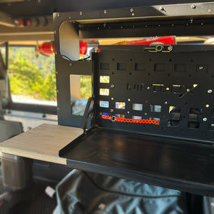 Folding Camp Table with Cutting Board & Side Molle Box