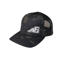 Load image into Gallery viewer, Trucker Snap-Back Hat with A6™ Embroidered Logo