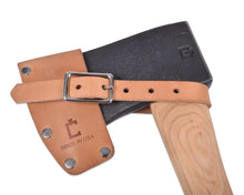 Load image into Gallery viewer, Natural Leather Mask, Riveted Design with Strap for Hatchets