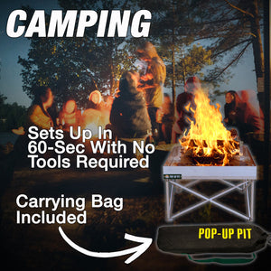 Fireside Outdoor Pop-Up Portable Fire Pit with Heat Shield