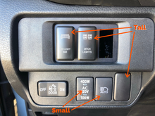 Load image into Gallery viewer, Toyota Tacoma dash showing tall LED light bar and ditch light switches - Cali Raised LED